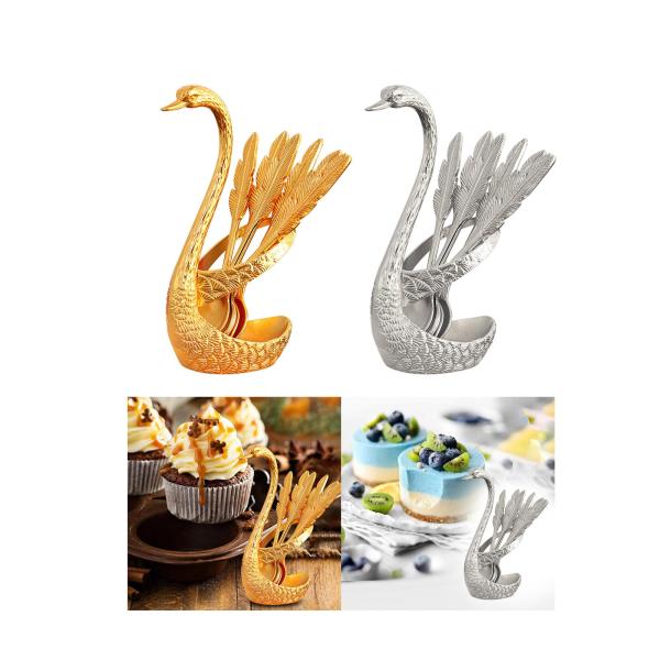 コーヒースプーンホルダー 装飾白鳥スプーンホルダー カトラリー 白鳥ベースホルダー スプーンセット 食器セット 誕生日 キッチン レストラン