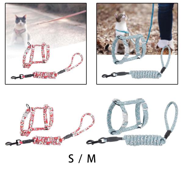 猫用ハーネスと散歩用リード、クイックバックル付き猫牽引ロープ キティハーネス 大型小型子猫用軽量ソフトベストハーネス