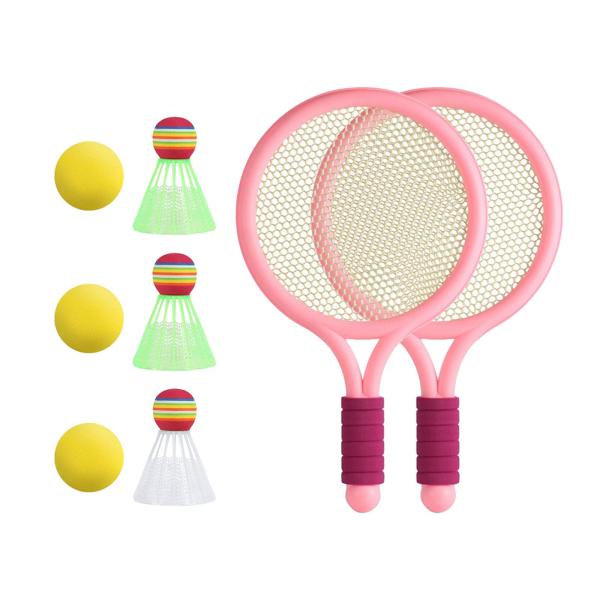 キッズ テニス ラケット ラケット ボール 快適なグリップ バドミントン 羽根 ポータブル バドミントン セット バーディー 裏庭、プレーヤ