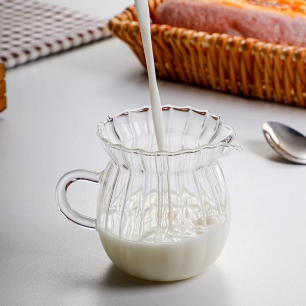 多目的ガラスコーヒーミルクジャグポータブル頑丈な厚い軽量透明耐熱ティーポット