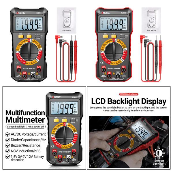 電気マルチメータ DC  電圧計プロフェッショナル正確な  DC 電流 LCD ディスプレイ電流計測定 NCV ダイオードポケットツールテス