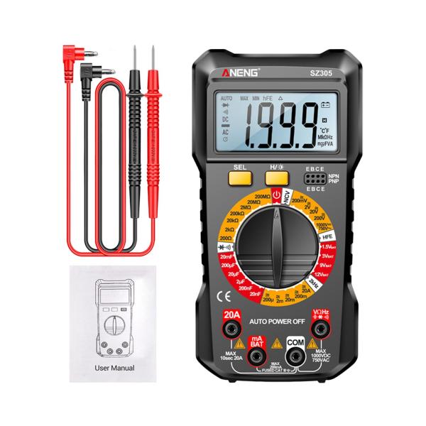 電気マルチメータ DC  電圧計プロフェッショナル正確な  DC 電流 LCD ディスプレイ電流計測定 NCV ダイオードポケットツールテス