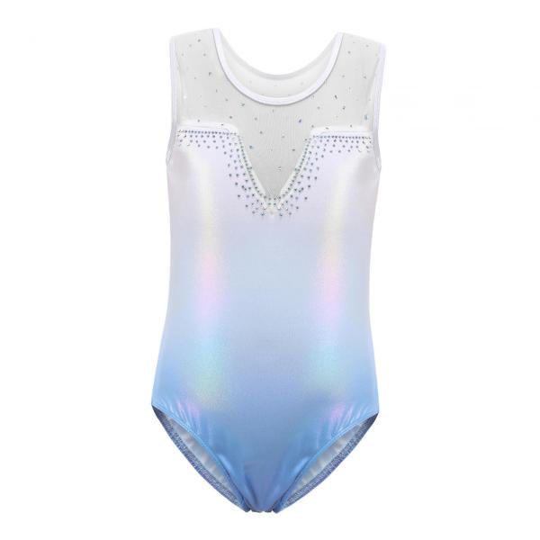 女の子体操レオタードバレエダンスドレスノースリーブ光沢のあるラインストーンスパークルボディスーツ服アクティブウェアコスチュームスポーツウェア