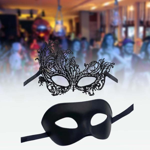 2 ピース マスカレードマスク レディース メンズ プロムボールマスク 弾性ストラップ付き マルディグラマスク カーニバル ハロウィン ステ