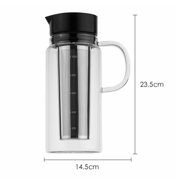 水出しコーヒーメーカー、水出しコーヒーポット、アイスティーブリューピッチャー大容量ティーインフューザーピッチャーコーヒー用アイスティーメーカ