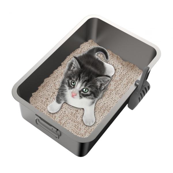 猫トイレ 屋内猫用 猫トイレ ステンレス鋼 猫用品 モダン猫サンドボックス 掃除簡単 オープントップ ペット砂トレイ