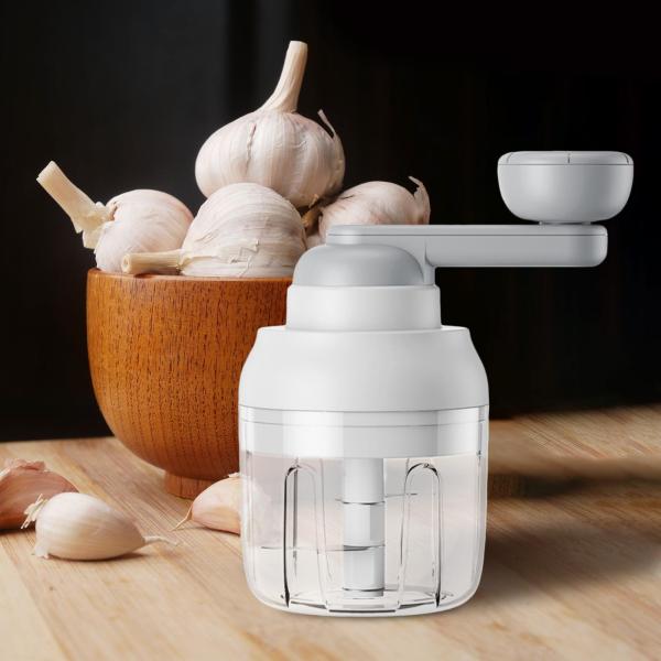 手動フードチョッパーハンドヘルド野菜チョッパー、ロータリー強力ハンドチョッパー、コードレスミンサー小さな玉ねぎチョッパー、サルサ、サラダ、ペ