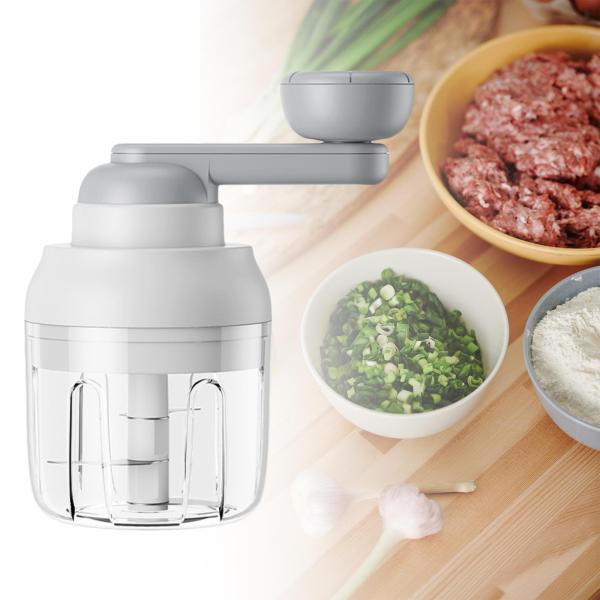 手動フードチョッパーハンドヘルド野菜チョッパー、ロータリー強力ハンドチョッパー、コードレスミンサー小さな玉ねぎチョッパー、サルサ、サラダ、ペ