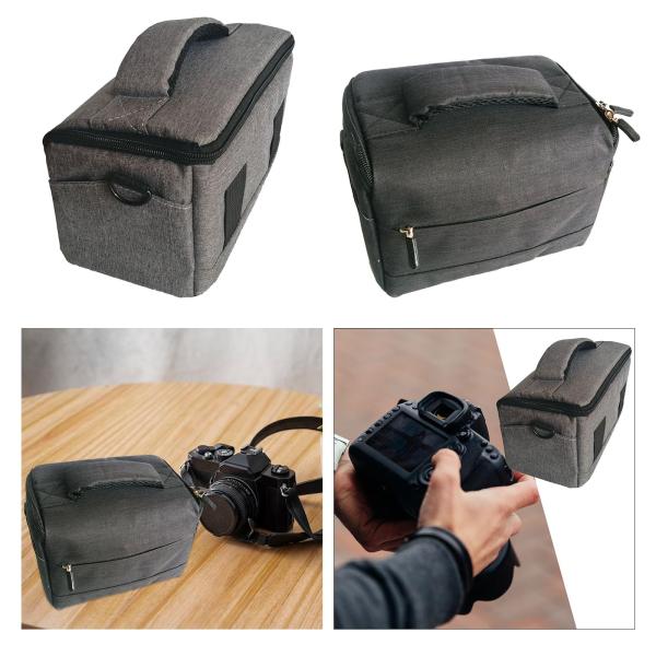 カメラバッグ 外側カメラマンコンパートメント DSLR 一眼レフバッグ ショルダーストラップ付き