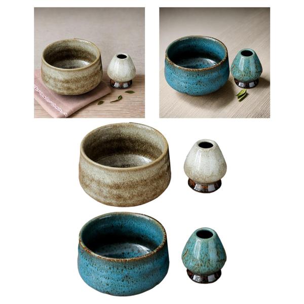 泡立て器ホルダー付き日本の抹茶ボウル、日本の抹茶ボウル、テーブルオフィス用抹茶カップホリデーギフト
