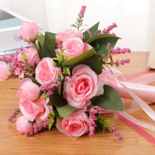 ブライドメイドホールディング造花テーブルセンターピースフェイクバラブライドメイドブーケウェディングハンドブーケギフトセレモニーパーティー用