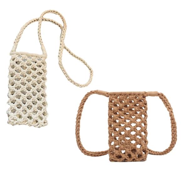 かぎ針編み財布バッグ ビーチバッグ 手織り携帯電話財布バッグ 女性用 かぎ針編みトートバッグ クロスボディ財布 ピクニックパーティー ホリデ