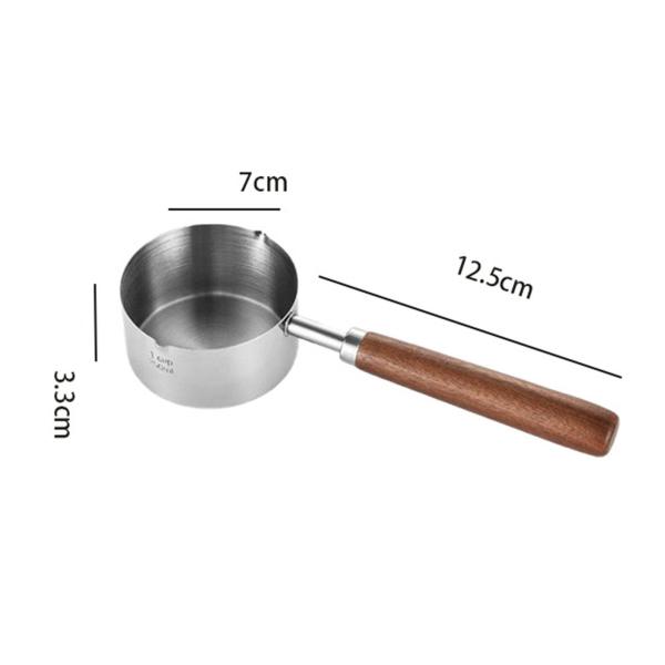 木製ハンドル付き小型バターウォーマー、油溶けるクッキングポット、デュアル注ぎミルクポット付きステンレススチールノンスティックミニスープポット