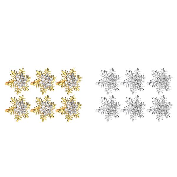 クリスマススノーフレークナプキンリング6個、ナプキンホルダー、ホテル、宴会、クリスマステーブルセッティングデコレーション用のシックなクリスマ