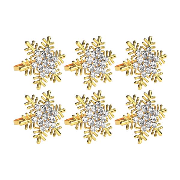 クリスマススノーフレークナプキンリング6個、ナプキンホルダー、ホテル、宴会、クリスマステーブルセッティングデコレーション用のシックなクリスマ