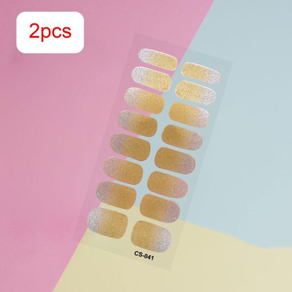 2 個ネイルステッカープレスオンネイルグリッターネイル用品ホームネイルサロン用