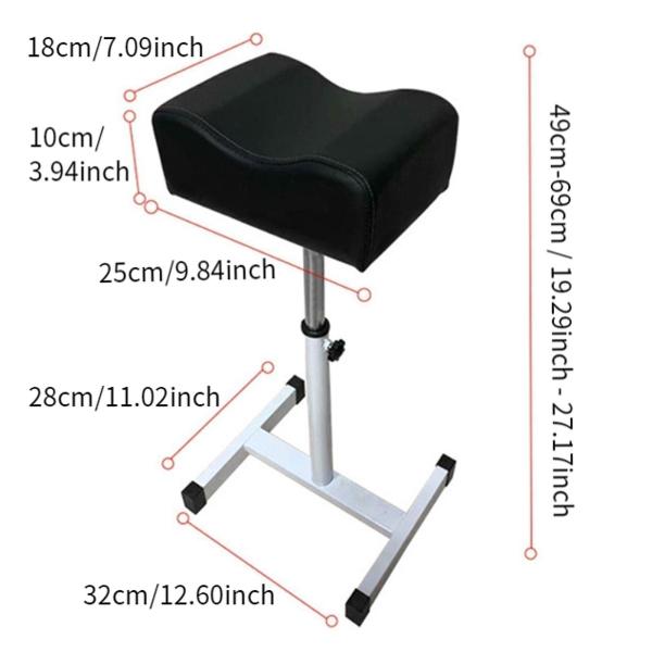 ペディキュアマニキュアフットレスト、高さ49cm-69cm調節可能、ペディキュアフットレスト、頑丈な鉄の美容フットレスト、フットマッサージス