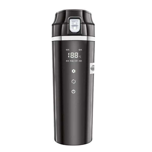 電気ケトル  車載やかん 車載用ポット 車載電気ケトル 12V/24V カーポット 車載 カップ 温度表示 304ステンレス鋼 旅行暖房マグカップ 魔法瓶 車用湯沸かし器