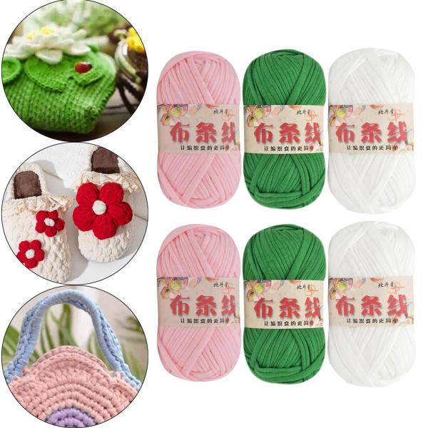 6x 編み糸セット分厚い糸かぎ針編み DIY カーペット糸重量糸スパゲッティ糸生地布糸子供用クラフトバスケット