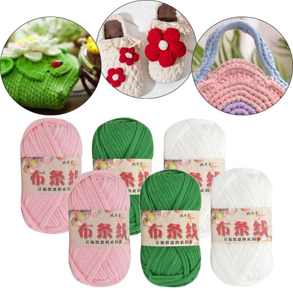6x 編み糸セット分厚い糸かぎ針編み DIY カーペット糸重量糸スパゲッティ糸生地布糸子供用クラフトバスケット