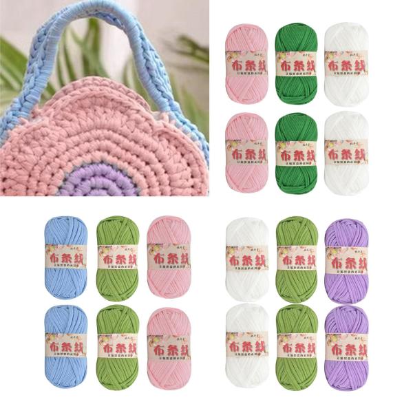 6x 編み糸セット分厚い糸かぎ針編み DIY カーペット糸重量糸スパゲッティ糸生地布糸子供用クラフトバスケット