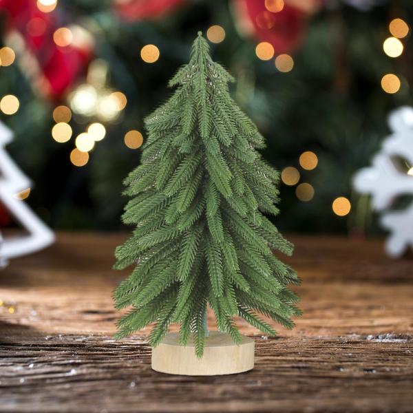 卓上ミニクリスマスツリー、木製ベース付き人工小型クリスマスツリー、家庭用クリスマスツリー、オフィス装飾