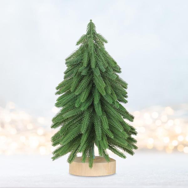 卓上ミニクリスマスツリー、木製ベース付き人工小型クリスマスツリー、家庭用クリスマスツリー、オフィス装飾