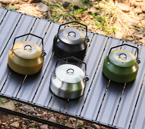 やかん 1L  ステンレス スチール やかん アウトドアやかん 直火対応 一人暮らし ヤカン 調理器具 キッチン 軽量ポータブルキャンピングケトル