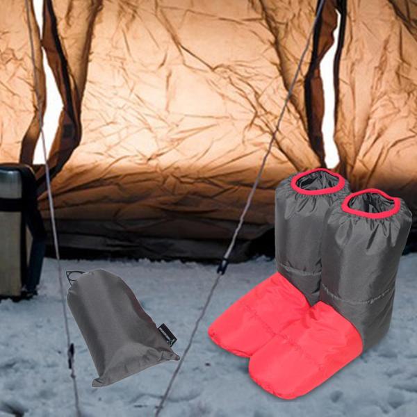 ダウンブーツ冬睡眠スリッパ足靴下靴ポータブルダウンスリッパブーツキャンプテント寝袋男性女性