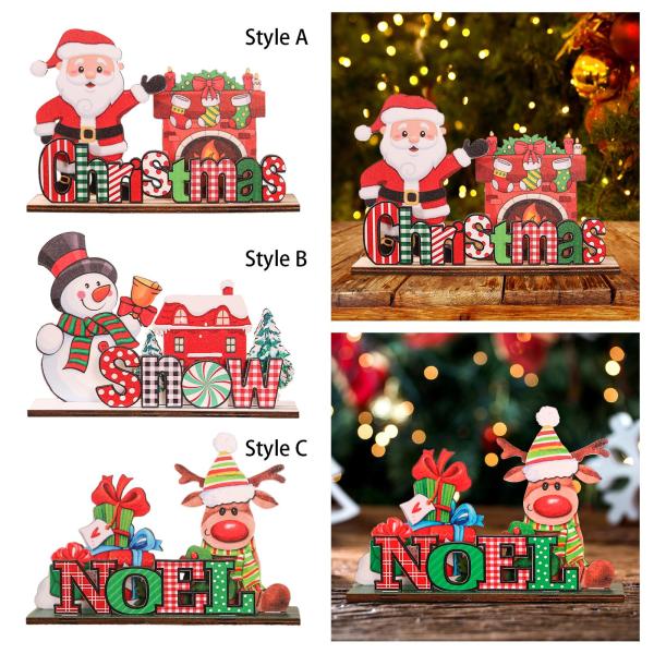 クリスマス木製デスクトップオーナメント クリスマスデスクトップ装飾 DIY クラフトパーティー用品 パーティーウィンドウ用デスクトップオーナ