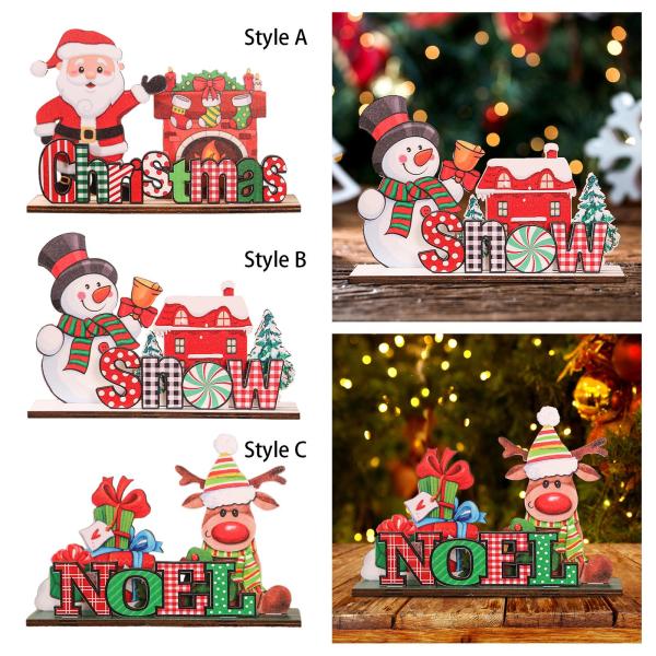 クリスマス木製デスクトップオーナメント クリスマスデスクトップ装飾 DIY クラフトパーティー用品 パーティーウィンドウ用デスクトップオーナ