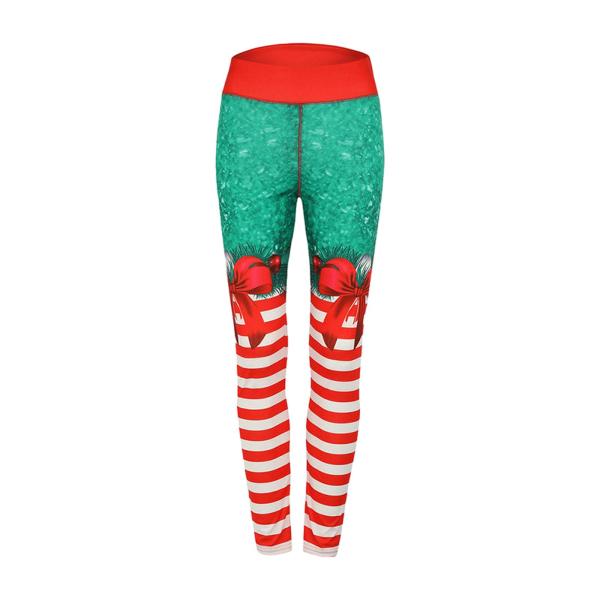 フィットネスレギンス女性ハイウエストレギンススポーツレギンスクリスマス3Dデジタルストライププリントヨガパンツワークアウトクリスマスレギンス