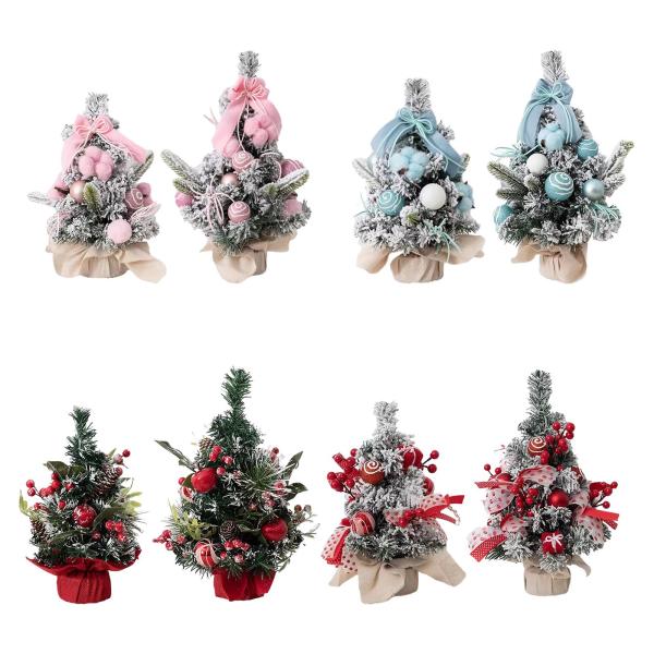 ミニ卓上クリスマスツリー小さな白い人工クリスマスツリー雪クリスマスの装飾、ホリデーデコレーション用