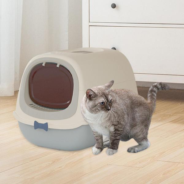 フード付き猫トイレ 蓋付き 大型猫トイレ ペットアクセサリー お手入れ簡単 取り外し可能 耐久性のある猫トイレ キティトイレトレイ
