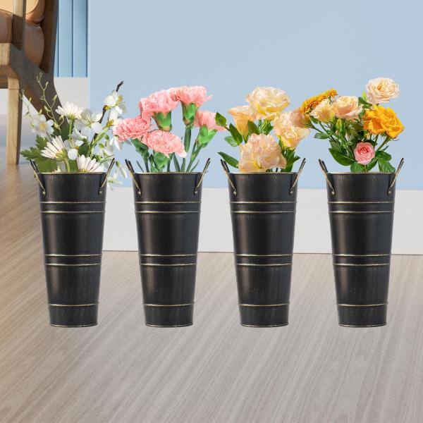 4 個フランス花バケツ植物プランターコンテナ素朴な装飾鉄花バケツ多肉植物ポット庭のバルコニー用