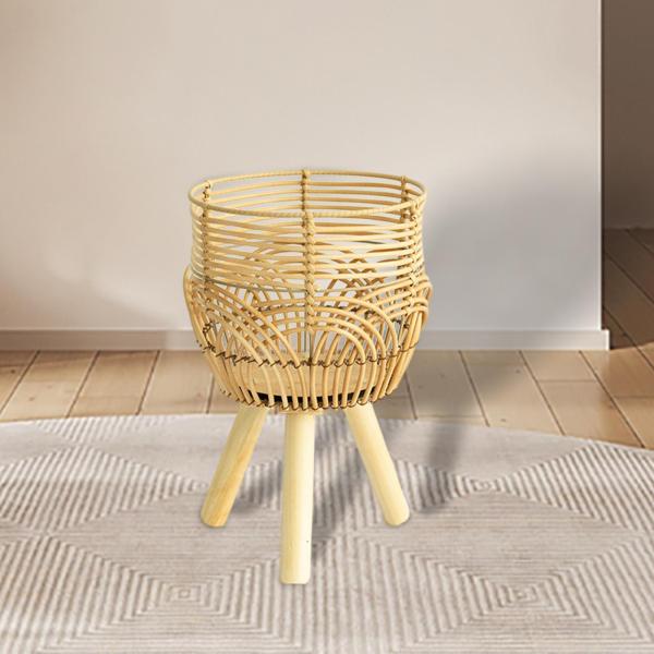 脚付き植物バスケット バスケット プランター 装飾クリエイティブ装飾品 フラワーポット 木製立ち脚 ダイニングルーム ファームハウス用