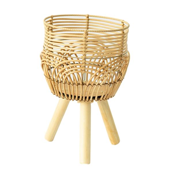 脚付き植物バスケット バスケット プランター 装飾クリエイティブ装飾品 フラワーポット 木製立ち脚 ダイニングルーム ファームハウス用