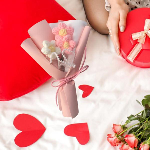 手作りニットブーケかぎ針編みの花ブーケニット花造花ブーケママ女性クリスマス卒業 花束