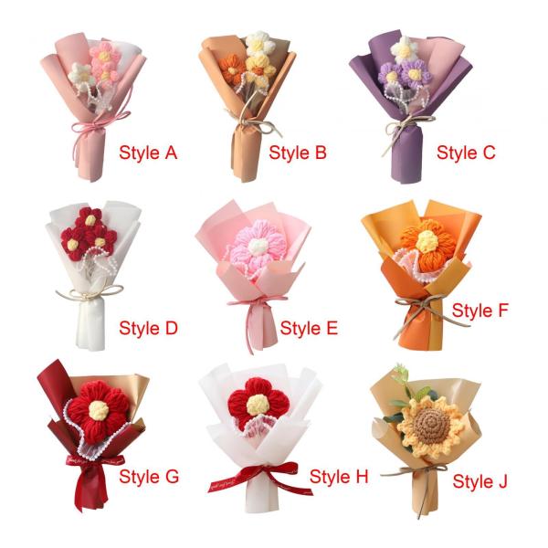 手作りニットブーケかぎ針編みの花ブーケニット花造花ブーケママ女性クリスマス卒業 花束