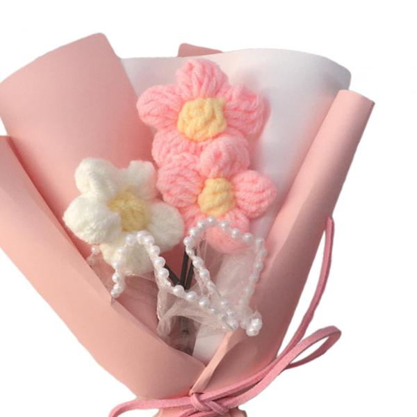 手作りニットブーケかぎ針編みの花ブーケニット花造花ブーケママ女性クリスマス卒業 花束