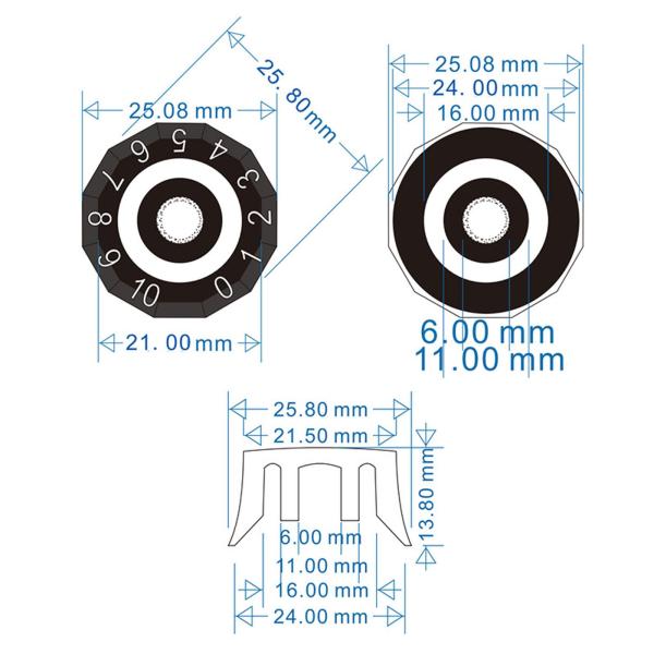 エレキギタートップハットノブ、ギターノブ、ヴィンテージ、エレキギター用ユニバーサルベースノブ、スペアパーツ、交換用