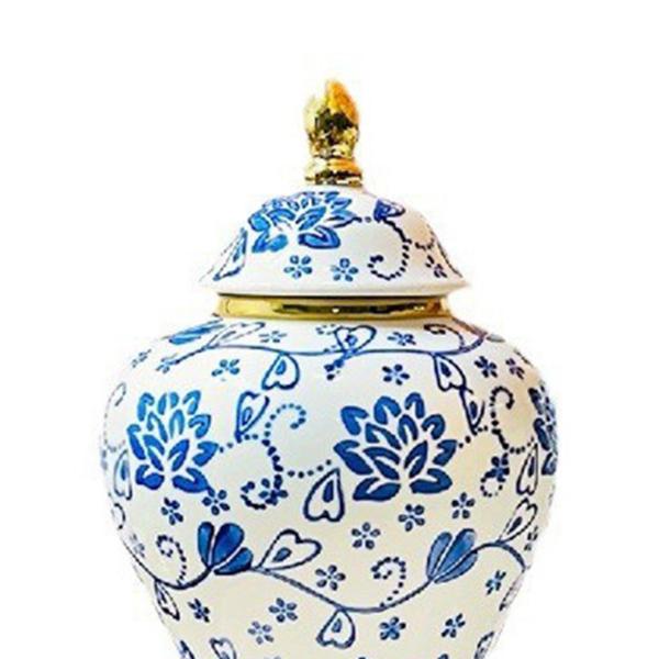 青と白の磁器ジンジャージャー収納瓶工芸品シノワズリ装飾花瓶卓上飾り