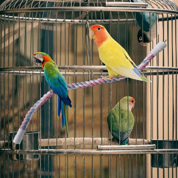 オウムロープ止まり木綿ロープ鳥止まり木クライミングスタンドバー鳥バンジーおもちゃラブバードフィンチカナリアコンゴウインコ用