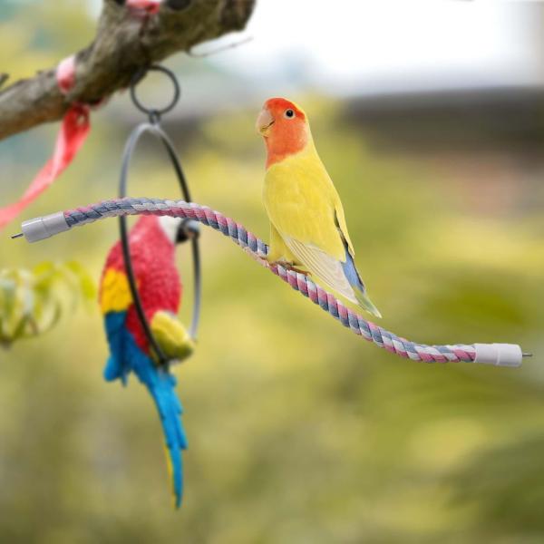 オウムロープ止まり木綿ロープ鳥止まり木クライミングスタンドバー鳥バンジーおもちゃラブバードフィンチカナリアコンゴウインコ用