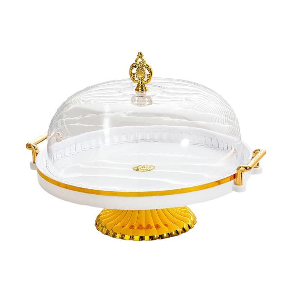 足付きペストリーディスプレイサーバー、ケーキスタンドサラダボウル、クッキー、マフィン、チーズケーキ用の丸い装飾キッチン大皿