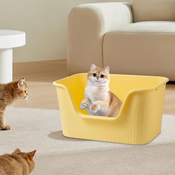 オープントップペットトイレ特大ポータブル猫砂コンテナペット用品ペット猫トイレサンドボックス U 字型フロント下げ