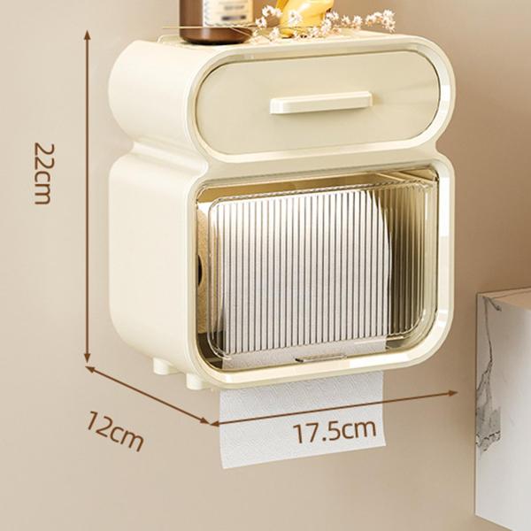 トイレットペーパーホルダー トイレットペーパー収納ボックス 壁掛け モダンな二層収納ラック 寝室 キッチン バスルーム トイレ用