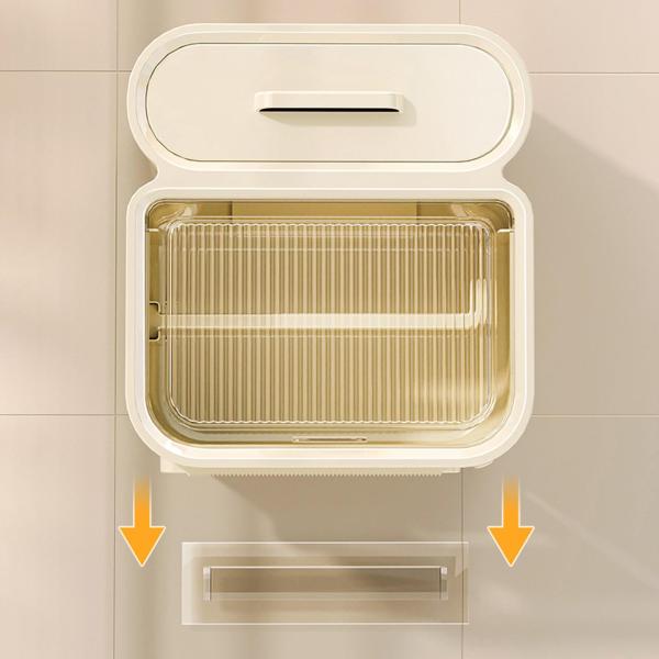 トイレットペーパーホルダー トイレットペーパー収納ボックス 壁掛け モダンな二層収納ラック 寝室 キッチン バスルーム トイレ用