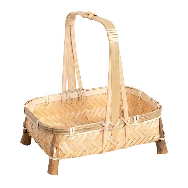 パンバスケット 竹バスケットトレイ 多機能 ハンドル付き 野菜サービングバスケット 野菜果物用織物フルーツバスケット