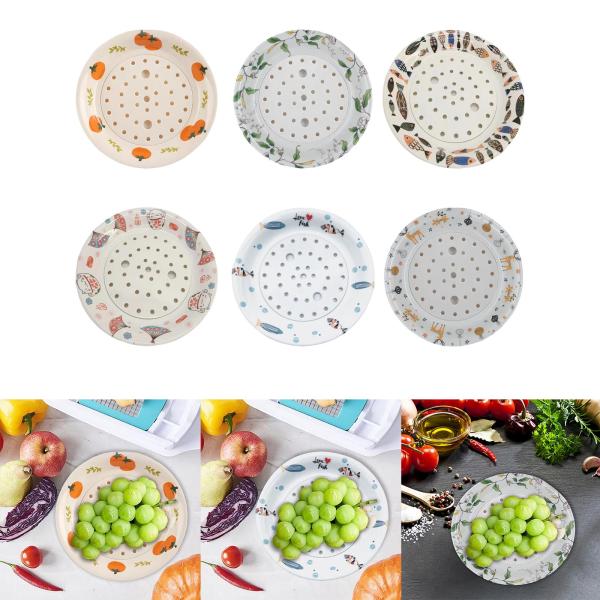 餃子水切りプレート、餃子トレイ、多機能ラウンドフルーツドレインディッシュ食器、サービングプレート